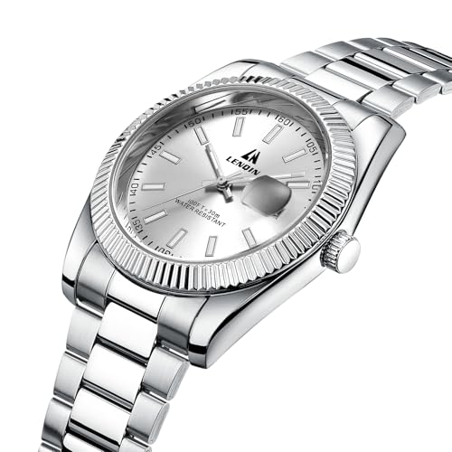 Image of LN LENQIN Mens Watches Waterproof Stainless Steel Watch for Men Analog Quartz Fashion Business Designer Wristwatch