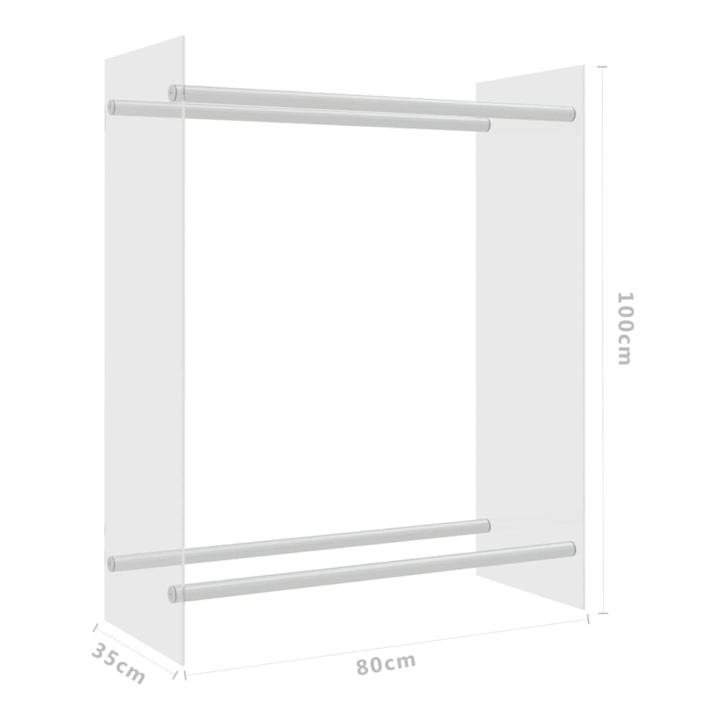 Porta Legno Riscaldamento Vetro Temperato 80x35x100 cm Acciaio