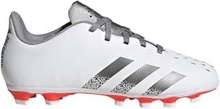 adidas Boy's Flexible Ground Predator Freak .4 Soccer Shoe, White/Iron Metallic/Solar Red, 6 Little Kid