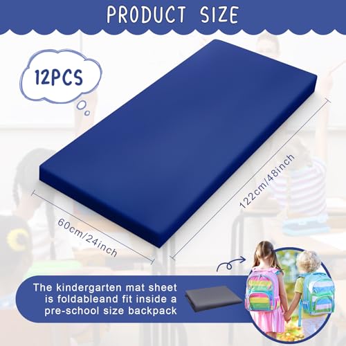 Image of VitalCozy 12 Pcs Daycare Cot Sheets for Sleeping Bulk 48 x 24 Inch Standard Size Preschool Soft Breathable Nap Rest Mat Crib Sheet for Kids Baby Boys Girls (Dark Blue)
