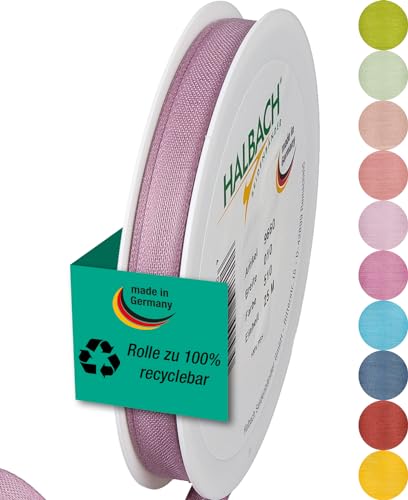 Halbach Seidenbänder Geschenkband | Breite 10mm Länge 25m | Schleifenband made in Germany | Geschenkbänder in Vielzahl von Farben und Breiten, perfekt zum Verpacken und Dekorieren, Farbe: pale berry