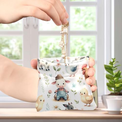 Cute Farm Animals Coin Purse Leather Pouch Change Purse, Squeeze Coin Pouch for Cards, Keys & Lipsticks, Unisex4