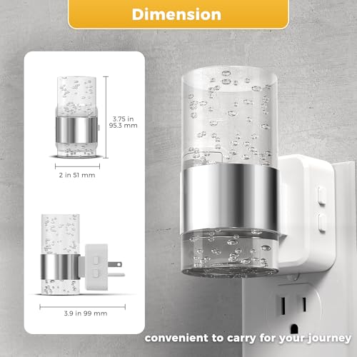 Image of L LOHAS LED Night Lights Plug into Wall 2 Pack, Dimmable Night Light with Dusk-to-Dawn Sensor, Soft White /Cool White /Amber 3 Color Light, Adjustable Brightness, Rotatable Plug, Bubble Nightlight