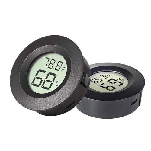 Reptile Thermometer and Hygrometer, 2-Pack Black Digital Thermometer Gauge,Thermostat for Reptile Tank, Vivarium, Tortoise Accessories, Bearded Dragon, Leopard Gecko, Hermit Crab