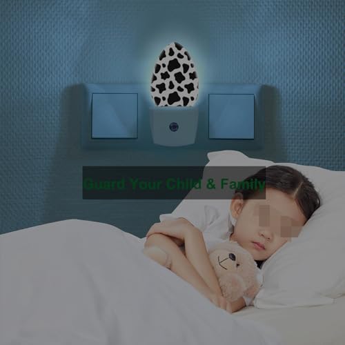 Image of Black White Cow Print Night Light Animal Skin Farmhouse Plug-in Nightlight Energy Saving 0.5W LED Lighting for Boys Girls Men Women