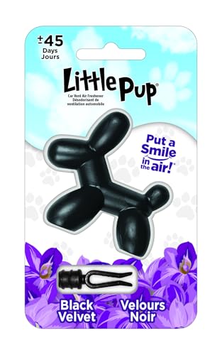 Little Pup 96605 Black Velvet Scent, Car Air Freshener, Clips to A/C Air Vent, Alcohol-Free Fragrance Oil, Non-Hazardous and Non-Toxic Plastic, Set of 1