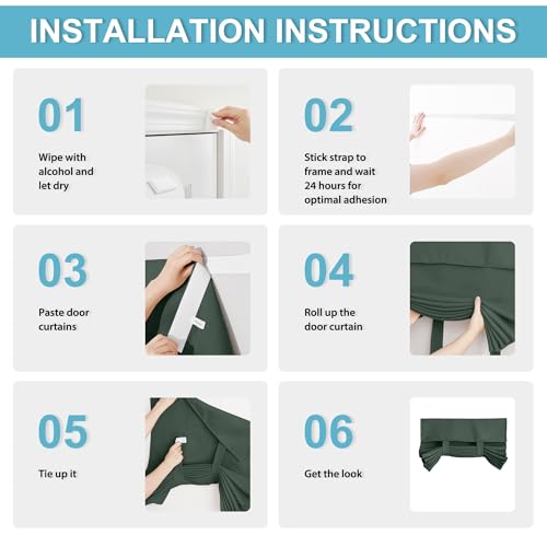 Image of RYB HOME Blackout Curtain for Door Window, Privacy Thermal Insulated Living Room /Dining /Front /Tricia French Door Glass Window Curtains, W26 x L72 inch, 1 Panel, Dark Green