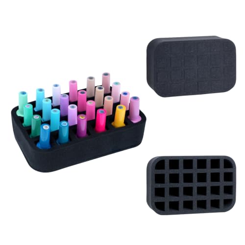 Image of Nail Polish Organizer Holder Foam Pad with Slots Store 24 Bottles | Foam Organizer Insert Suit for (15ml /0.5fl.oz) Nail Polish or Essential Oil Tray for Drawers