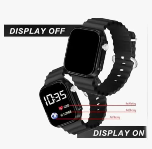 Image of Digital Smart Fitness Watch for Men & Women | LED Display Sports Wrist Watch with Step Counter, Heart Rate Display, Digital Time & Adjustable Strap | Black