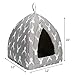 Hollypet Self-Warming 2 in 1 Foldable Comfortable Triangle Cat Bed Tent House, Gray Antler