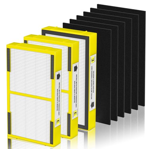 FLT4100 Filtre HEPA E de rechange pour purificateur d'air Guardian Technologies AC4100, AC4100CA, AC4150BL, AC4150PCA, AC4150P, 3 filtres HEPA + 6 préfiltres à charbon actif