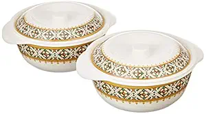 Majestico Melamine Casserole Set with Lid (White, 2 pieces) ,Printed