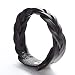 Black Leather Bracelet Genuine Braided Wide Cuff Women Men Punk Jewelry