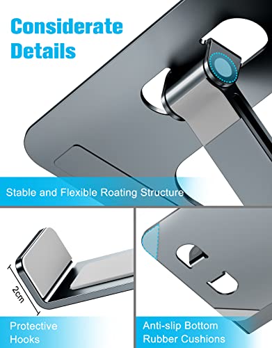 Image of Babacom Laptop Stand, Ergonomic Foldable Computer Stand with Adjustable Height, Ventilated Aluminium Alloy Laptop Riser Desktop Book Stands Compatible with MacBook Air, Pro, All 10-16 inch Laptops (Grey)