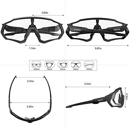 Image of KAPVOE Photochromic Cycling Glasses Men Women Mountain Bike Sunglasses Clear MTB Bicycle Riding - Pack of 1