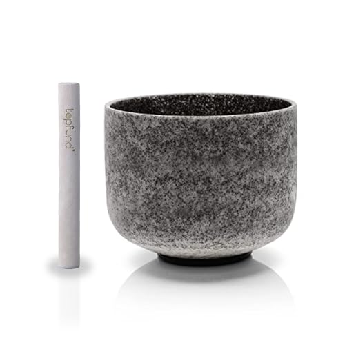 TOPFUND Obsidian Fusion C# Note Crystal Singing Bowl 10 inch Adrenals Chakra with Suede Mallet