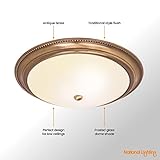 National Lighting Scotch Traditional Antique Brass Flush Ceiling Light Metal with Frosted Glass Shade - Image 3