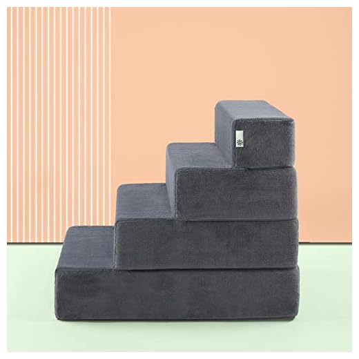 Zinus Easy Pet Stairs / Pet Ramp / Pet Ladder, X-Large, Charcoal