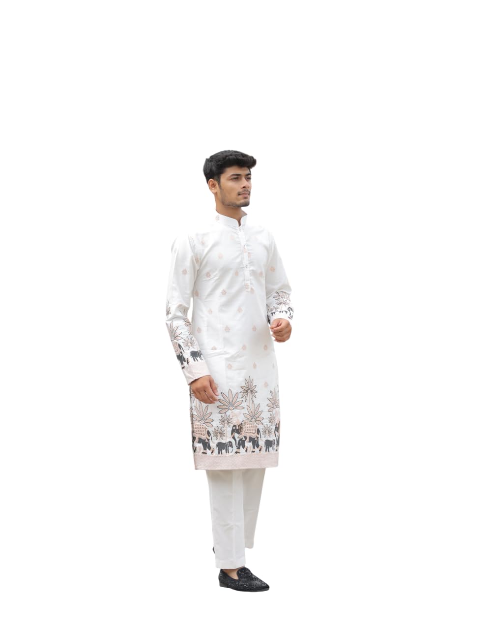 sanskruti Cotton Silk Daman Elephant Jaquard Kurta for Men Elegant Two-Tone Zari Work Traditional Kutch-Inspired Full Sleeve Fancy Ethnic Wear Kurta for Men-picture-16