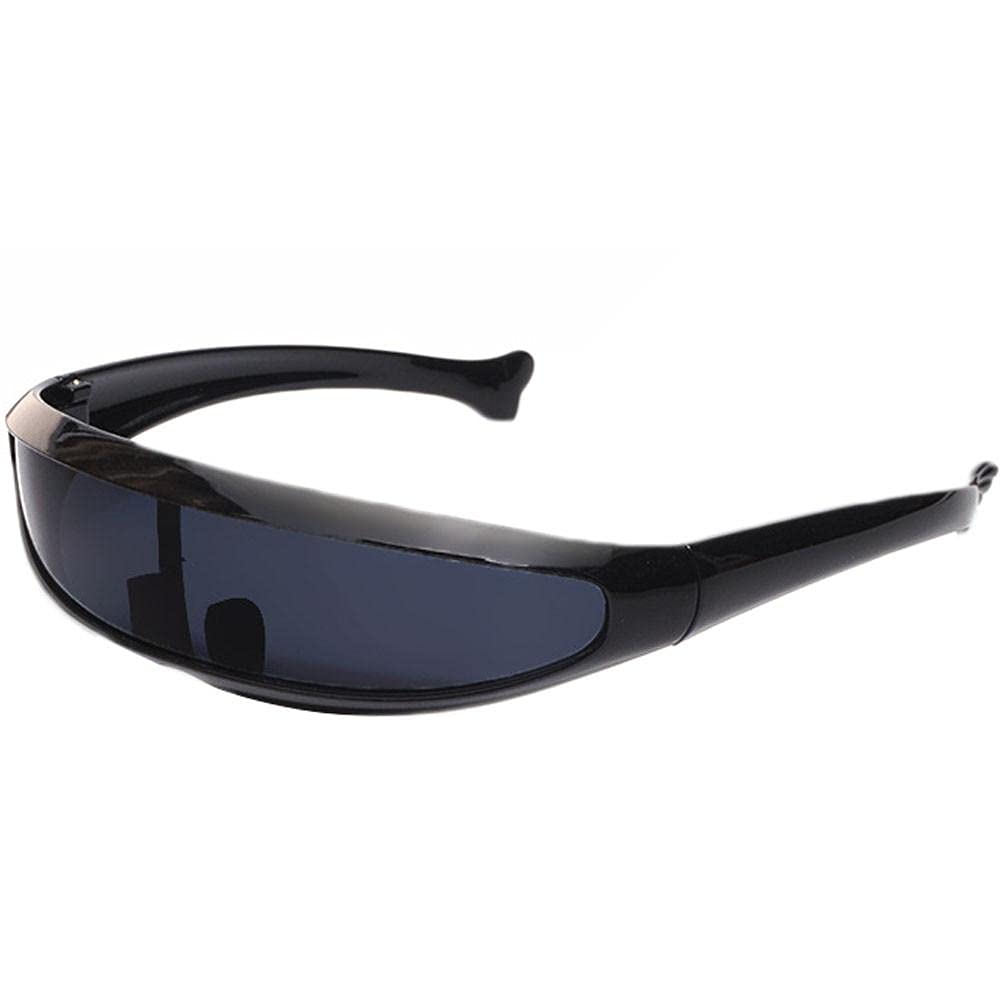 Sanfly Black Sun Glasses Mirrored Narrow Single Lens Robot Futuristic Sunglasses Cosplay Costume Eyeglasses Photo Props