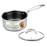 Nutrichef Olla pequeña induccion, Para salsas, Con triple capa, Tapa de vidrio, Antiadherente, 1.9L, Resistente