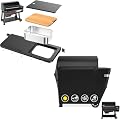 Utheer Grill Cover & Folding Prep Table Set for Weber Searwood XL 600 – Heavy Duty 600D Waterproof Grill Cover & 35" Front Shelf with Stainless Steel Basin, Cutting Board & Hooks