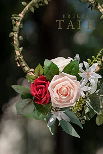 Breeze Talk Artificial Flowers Blush Roses 25Pcs Realistic Fake Roses W/Stem For Diy Wedding Bouquets Centerpieces Arrangements Party Baby Shower Home Decorations #TOP4