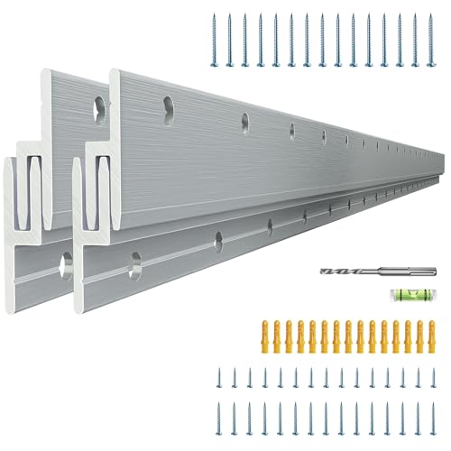 Image of French Cleat Hanger Heavy Duty 41 inch - 2 Pairs Aluminum Alloy Z Clips Brackets Heavy Picture Hanging Kit Mirror Mounting Hardware 500 lbs Load Interlocking Z Hangers