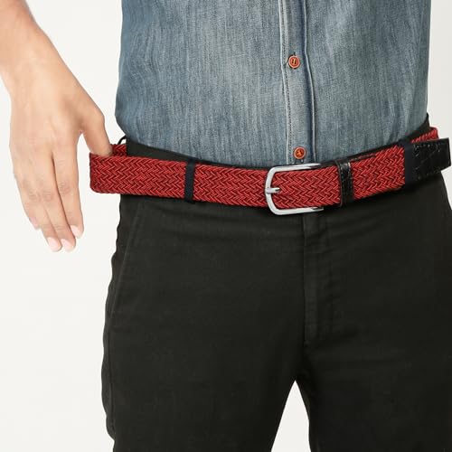 Image of LOUIS STITCH Men's Braided Elastic Stretch Belt with Leather Tipped End Stretchable Canvas Waist Band for Men Women Boys Girls Unisex (Width 3 cm) (BE-EL)