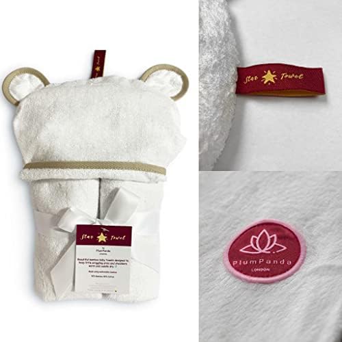 Star Towel New! Baby Bear, hooded | Babys WHOLE little body snuggly dry | UK Mums Design | Newborn - 18 months | Sustainable, unisex, premium bamboo & cotton, heavy soft luxury by PlumPanda London