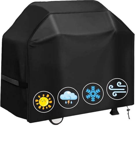 HJTPOWER Grill Cover 52 inch BBQ Gas Grill Cover for Outdoor Grill Anti-UV & Rip-Proof & Fade Resistant Gas Grill Cover Waterproof Barbecue Grill Covers for Weber/Char-Broil/Nexgrill Black