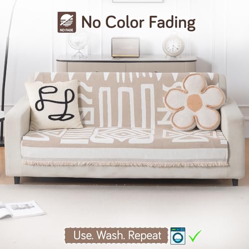Image of HOKIPO Sofa Cover 3 Seater, 180x175 cm, Beige