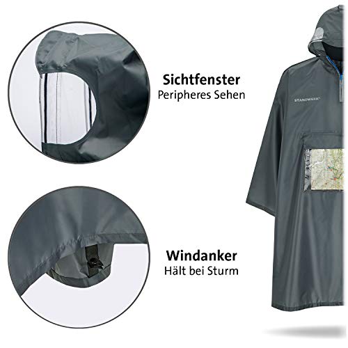 Regenponcho für Fahrradfahrer von Standwerk in Grau für Unisex