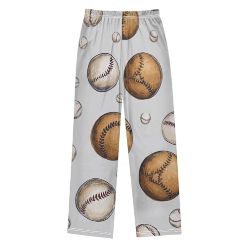 ZZXXB Retro Baseballs Boys Long Pants Soft Trousers Elastic Waist Kids Lounge Bottoms with Pockets S-XL2