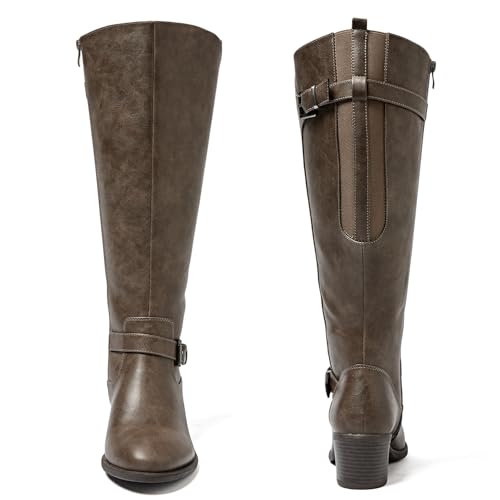 Image of Luoika Women's Extra Wide Calf Heeled Knee High Boots.