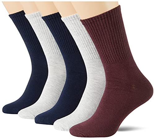 JACK&JONES ACCESSORIES Herren JACLAY Tennis 5 Pack Socken, Light Grey Melange/Detail:Light Grey Melange-Navy Blazer-Port royal-Light Grey Melange, ONE Size Cover
