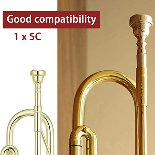 CashBeat 5C Trumpet Mouthpiece Set, Gold Plated Brass, Beginner to Pro, Durable & Reliable, with Cleaning Brush & Silver Polishing Cloth - Thumbnail 5