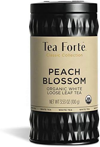 Tea Forte Peach Blossom Organic White Tea, Makes 35-50 Cups, 3.53 Ounce Loose Leaf Tea Canister
