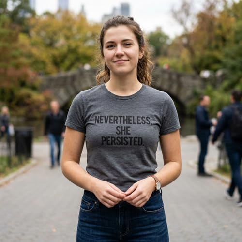 Womens Nevertheless She Persisted Funny Political Adult Sarcastic Humor T Shirt Funny T Shirts Cool Political Top Women's Novelty Tees Dark Grey XL
