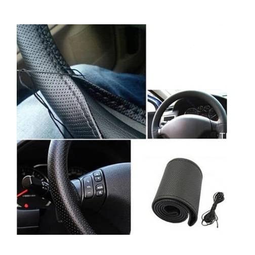 J K b K - Car Steering Wheel Cover Soft Grip - Leather - Color : Black, Size : Medium-image-25