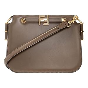 FENDI Touch Taupe Leather Shoulder Bag 8BT350
