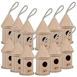 Make Market 5' Wooden Hut Birdhouse - Unfinished Birdhouse Made of 100% Wood, Outdoor Nesting Boxes - Bulk 12 Pack