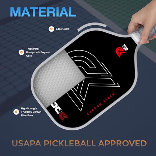 Image of DGYGQ Pickleball Paddles with Polypropylene Honeycomb Core, T700SC Power Carbon Fiber Pickleball Paddle, Increased Power for Ultimate Spin & Consistency