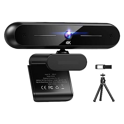 Webcam, Cámara Web 4K HD 8MP Auto Focus USB Cámara Web con micrófono Cámara Web for computadora portátil PC/Videollamada/Streaming for conferencias