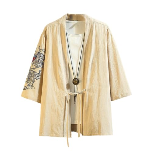 Chemise style chinois pour homme chemise de costume rétro en coton lin