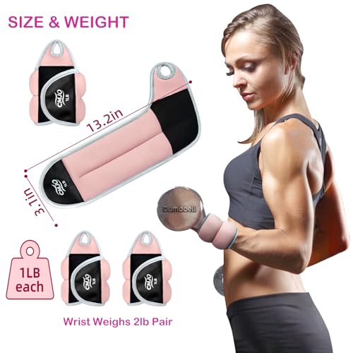 Image of Wrist Weights for Women, Arm Weights with Thumb Loops Lock for Running Walking Yoga - 0.5lb*2, 1lb*2, 2lbs*2 Set