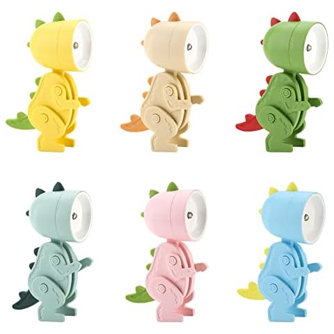 Blanketswarm 6 Pcs Dinosaur Night Light,LED Cute Night Light Small Phone Holder Animal Night Light Cartoon for Children Student Room Desk Nursery (Beige,Blue Green,Blue,Yellow,Green,Pink) Cover