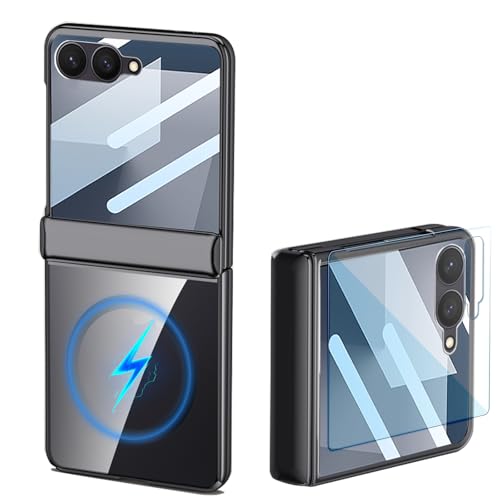 Coque Z Flip 7 Magnétique Transparente Noire Idéale pour Charger Sans Fil au Quotidien