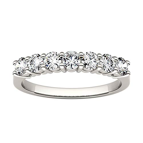 Charles & Colvard 14K White Gold Moissanite 3mm Round Wedding Band, 0.70cttw DEW