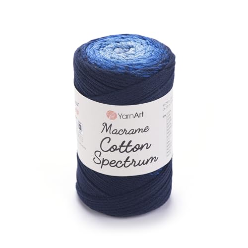 YarnArt Macrame Cotton Spectrum – 80% Cotton Multicolor Cord – 8.8 oz (250g), 246 yds (225m) – Colorful Rope for Knots, Weaving, DIY Crafts – Worsted Weight Aran (4) (1324)